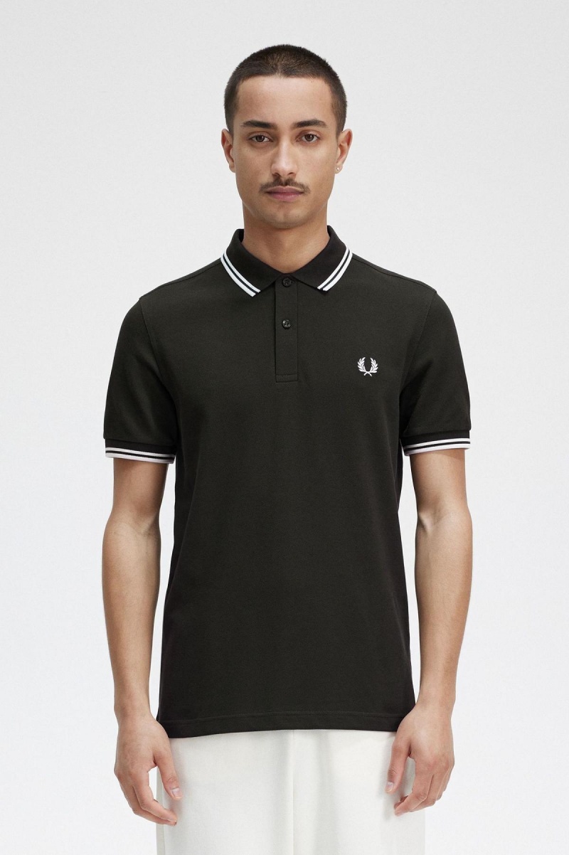 Pánské Fred Perry Shirt Fred Perry M3600 Zelene Bílé Bílé | CZQAV48560