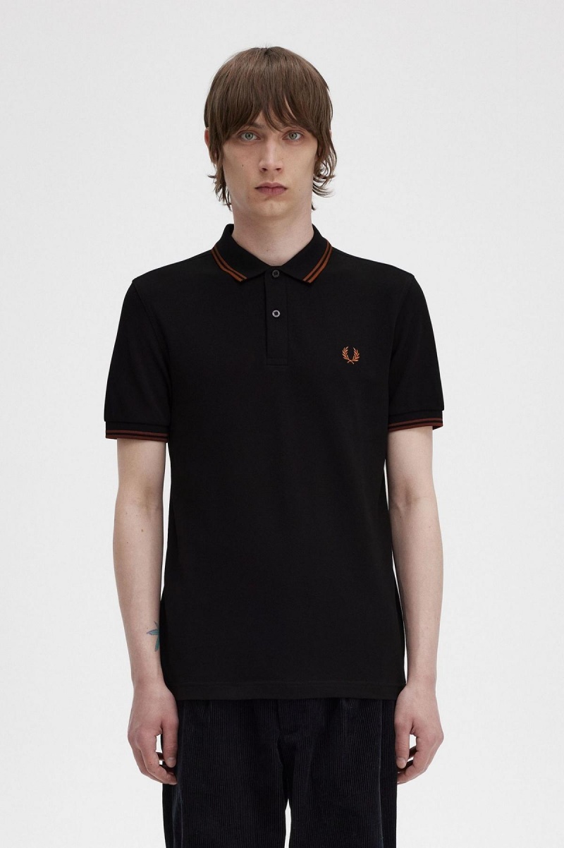 Pánské Fred Perry Shirt Fred Perry M3600 Černé Hnědé Hnědé | CZXBR91210