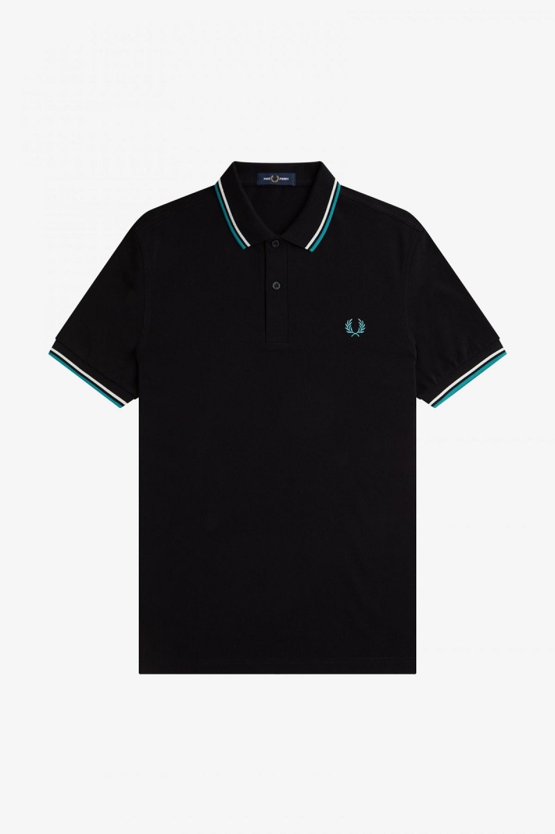 Pánské Fred Perry Shirt Fred Perry M3600 Černé Tmavě Mátově Zelená | CZIIZ27653