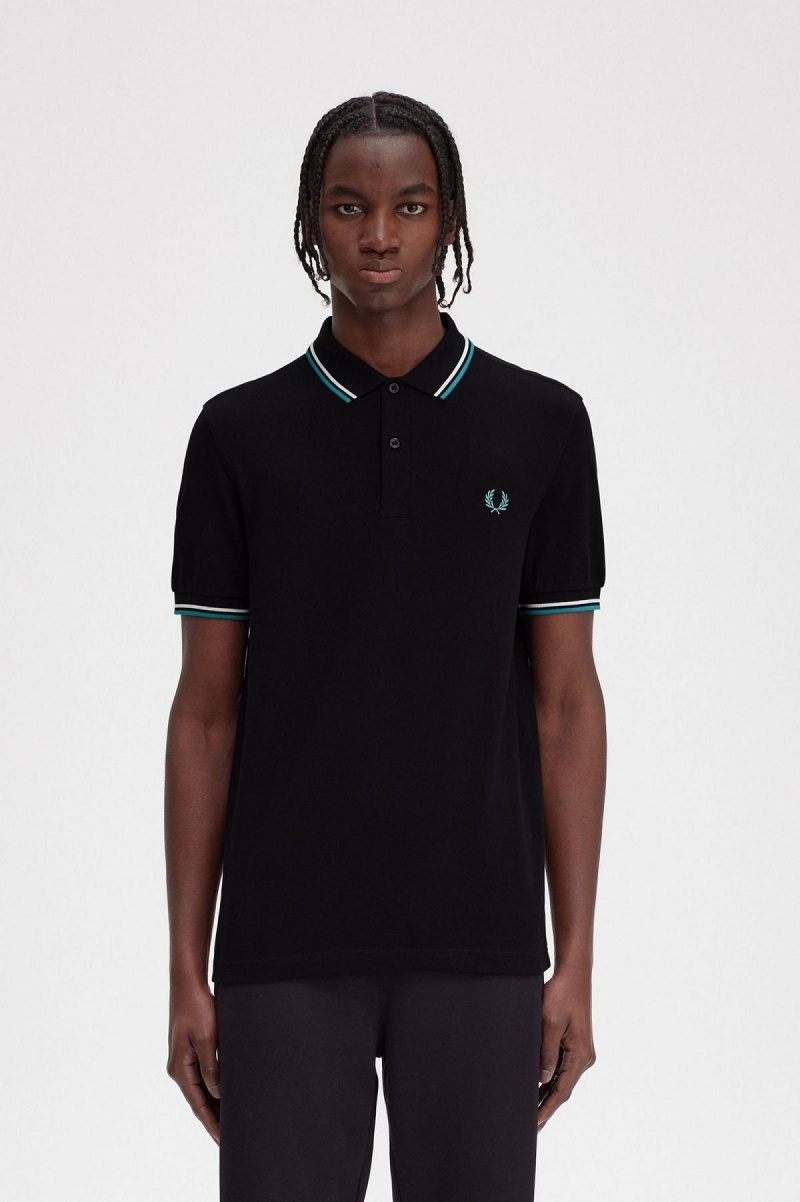 Pánské Fred Perry Shirt Fred Perry M3600 Černé Tmavě Mátově Zelená | CZIIZ27653