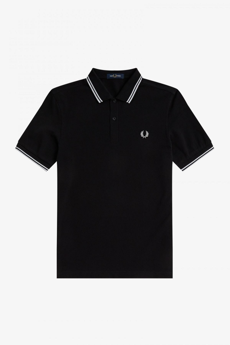 Pánské Fred Perry Shirt Fred Perry M3600 Černé Bílé Bílé | FCZUI52754