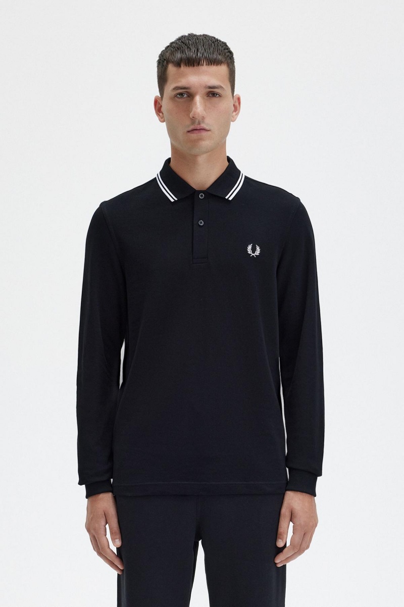 Pánské Fred Perry Shirt Fred Perry M3636 Černé Bílé Bílé | CZJZR67483