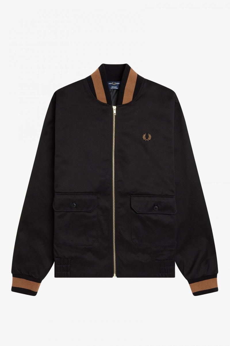 Pánské Kabáty Fred Perry Tenisové Bomber Černé | ACZWC92752