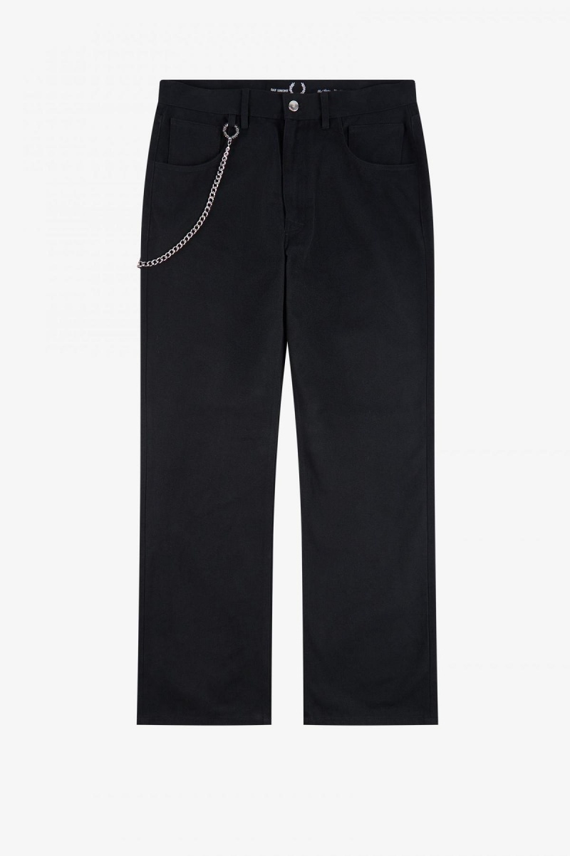 Pánské Kalhoty Fred Perry Brushed Denim Trousers Černé | BCZSD77605