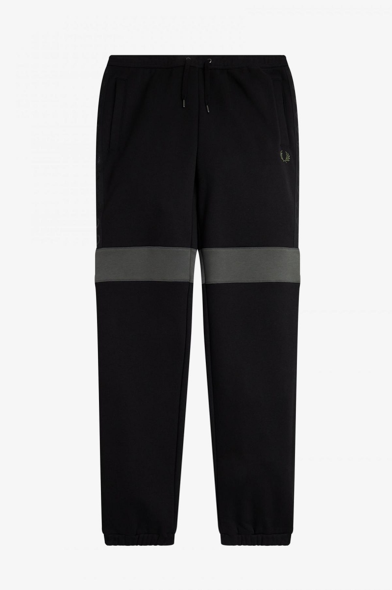 Pánské Kalhoty Fred Perry Colour Block Sweat Pants Černé | YCZVQ18780