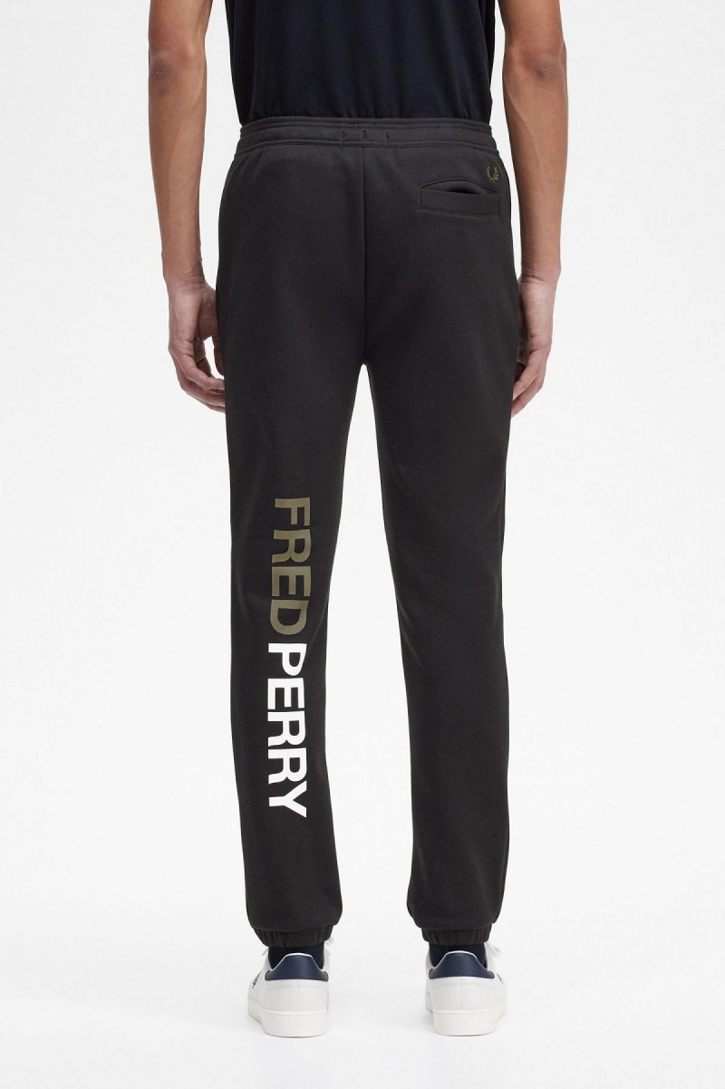 Pánské Kalhoty Fred Perry Grafická Branding Sweatpants Černé | CZJKU97706