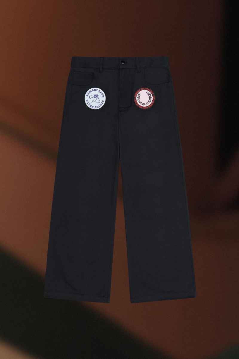 Pánské Kalhoty Fred Perry Patch Detail Denim Trousers Černé | YCZVQ28394