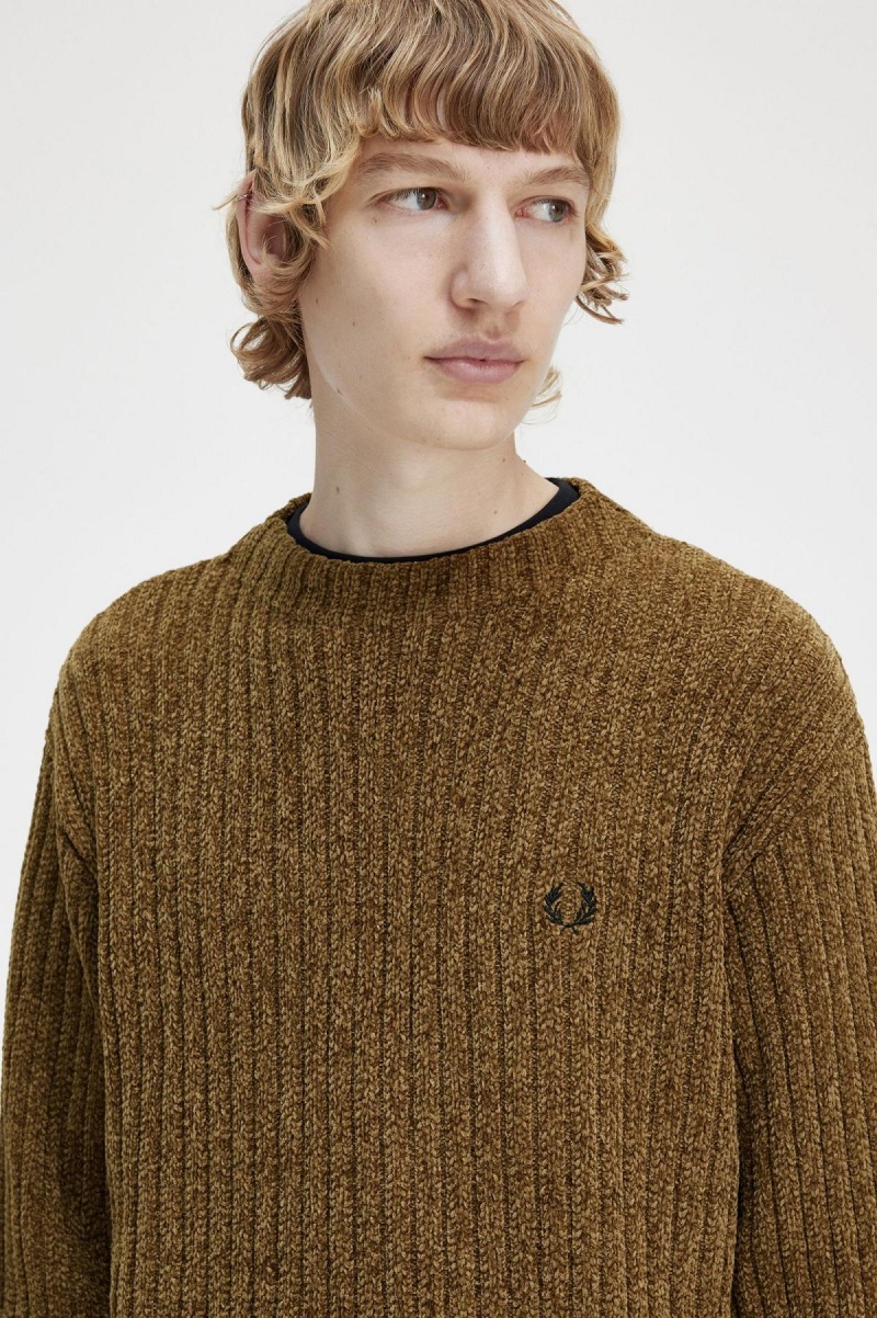 Pánské Knitwear Fred Perry Chenille Rib Jumper Shaded Stone | DCZVO58070