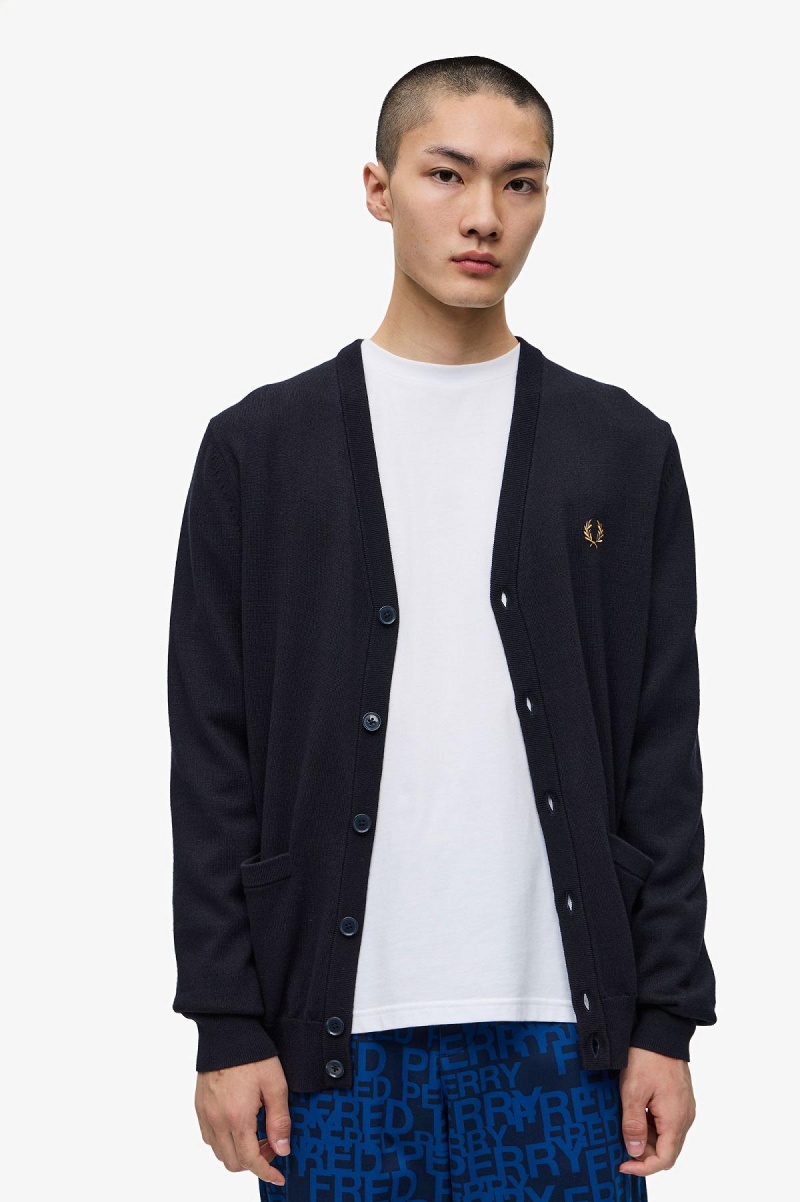 Pánské Knitwear Fred Perry Classic Cardigan Tmavě Blankyt | FCZHY85560