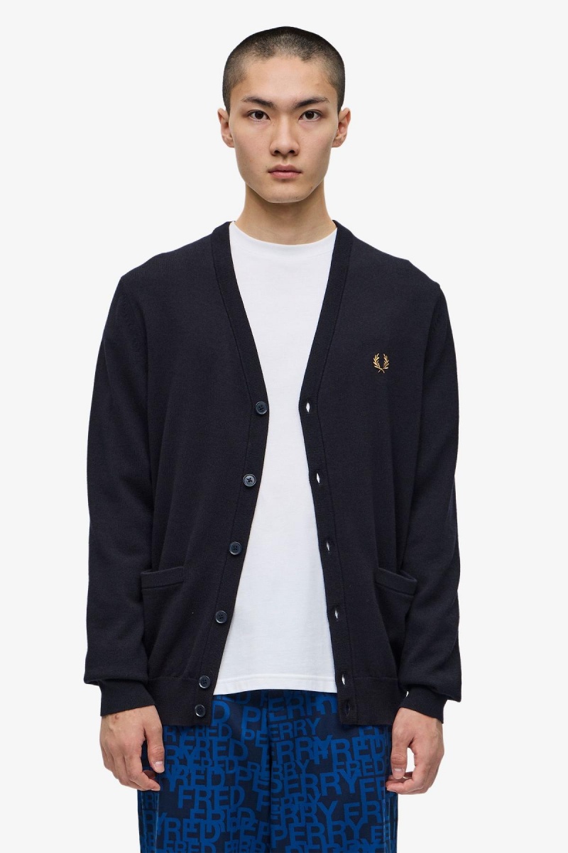 Pánské Knitwear Fred Perry Classic Cardigan Tmavě Blankyt | FCZHY85560