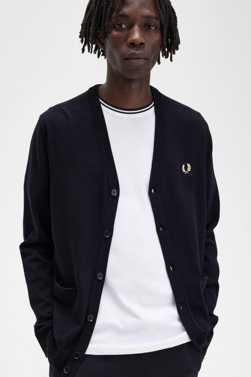 Pánské Knitwear Fred Perry Classic Cardigan Černé | CZDYB38395