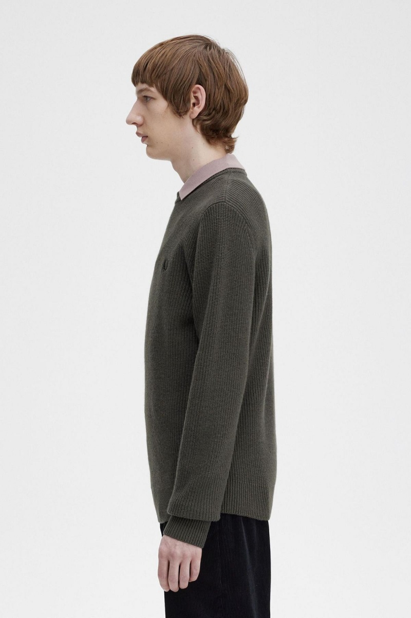 Pánské Knitwear Fred Perry Textured Lambswool Jumper Zelene | CZNEJ86993