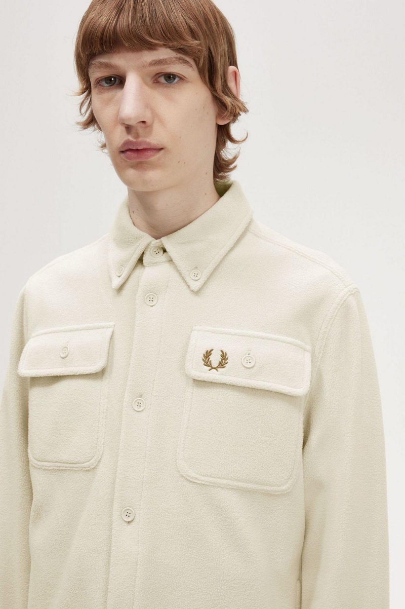 Pánské Košile Fred Perry Fleece Oatmeal | ACZDF75895