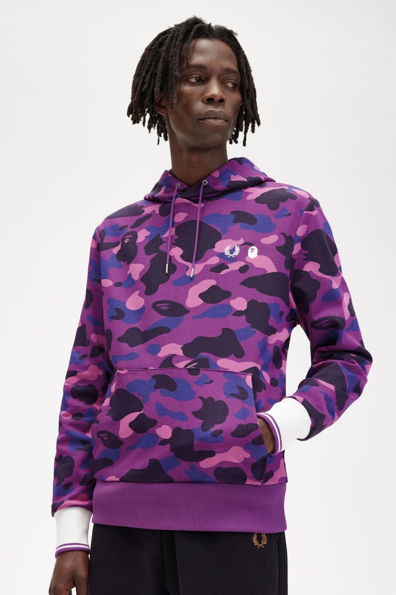 Pánské Mikiny Fred Perry Camouflage S Kapucí Fialové | SCZNY35551