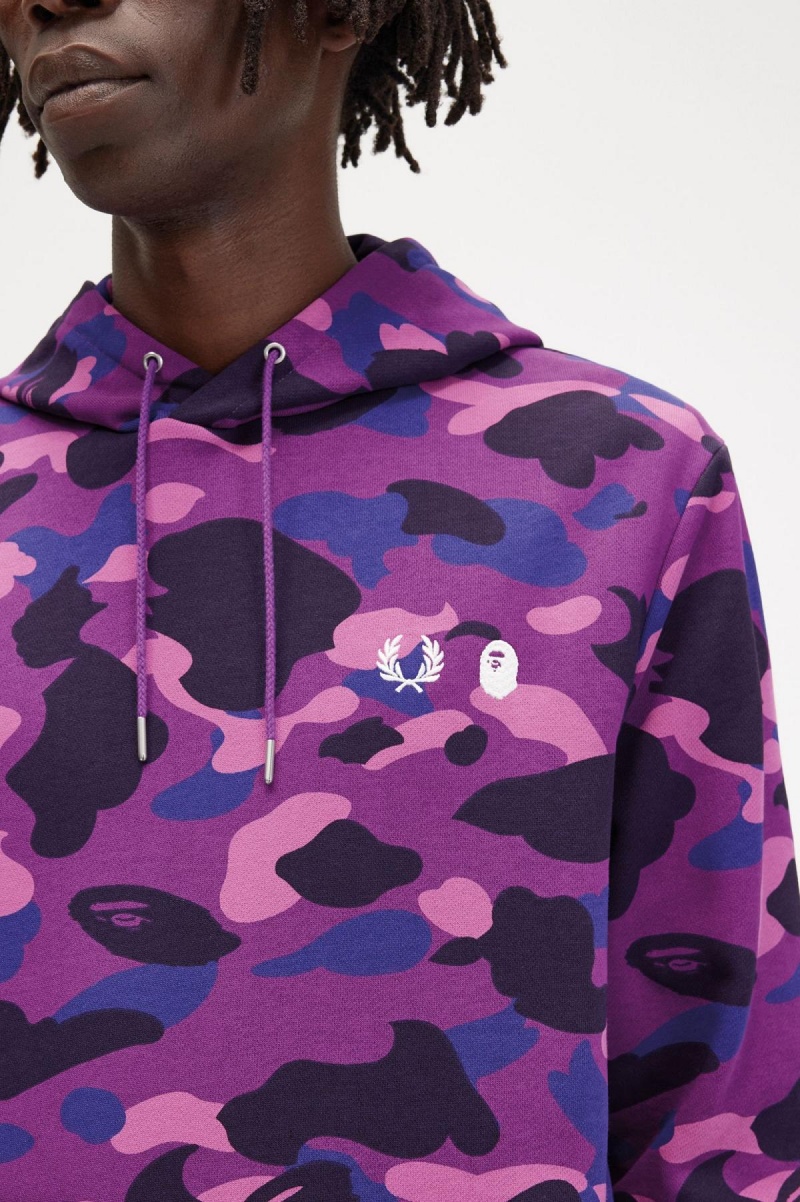 Pánské Mikiny Fred Perry Camouflage S Kapucí Fialové | SCZNY35551