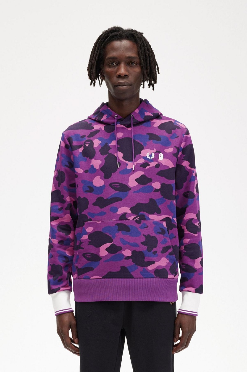 Pánské Mikiny Fred Perry Camouflage S Kapucí Fialové | SCZNY35551