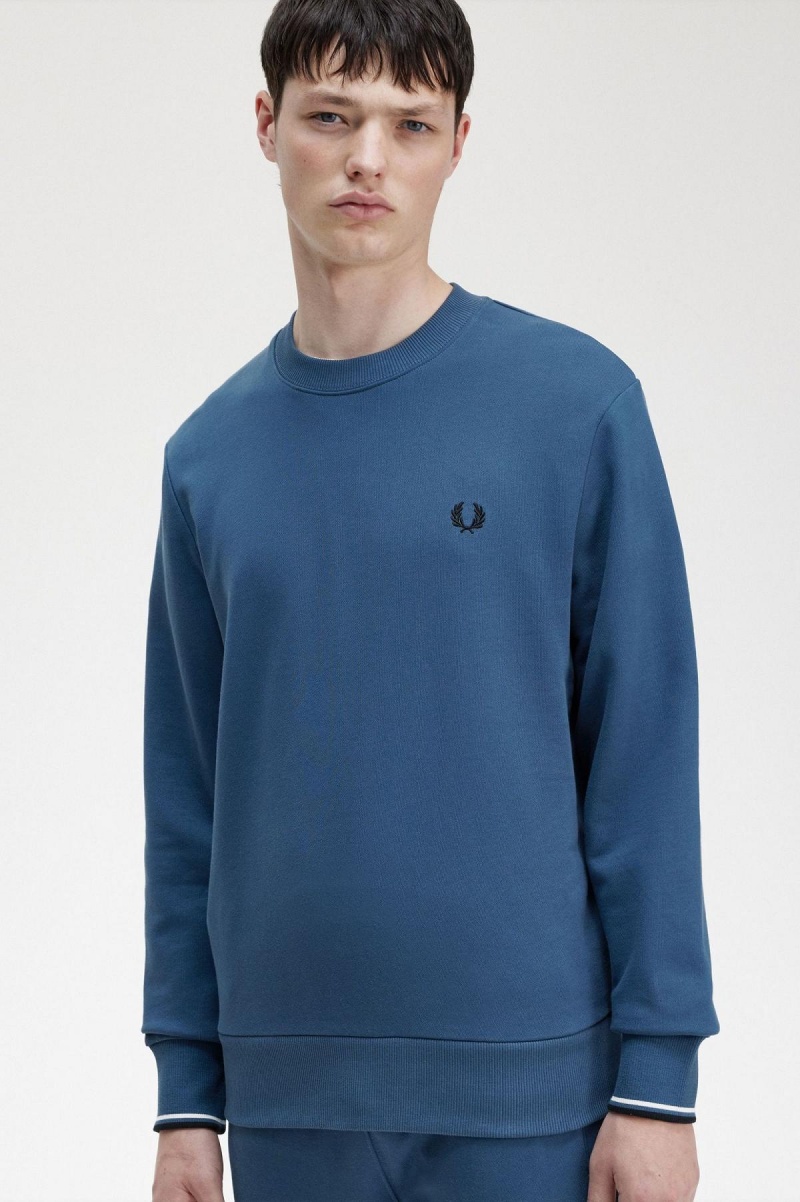 Pánské Mikiny Fred Perry Crew Neck Blankyt | SCZVO67128