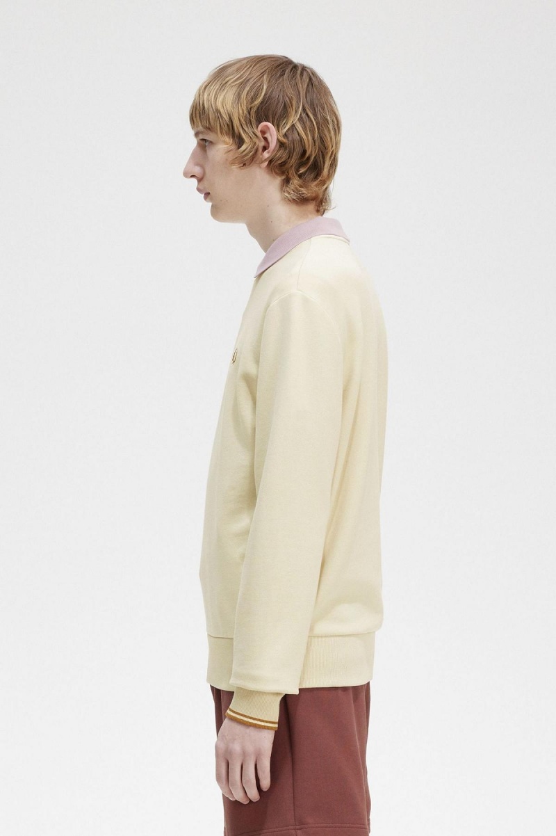 Pánské Mikiny Fred Perry Crew Neck Oatmeal | LCZSX14686