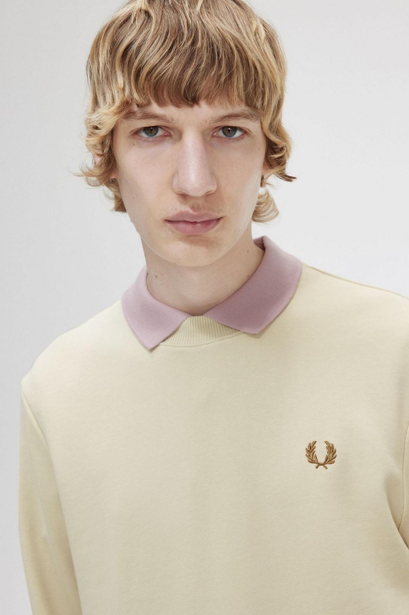 Pánské Mikiny Fred Perry Crew Neck Oatmeal | LCZSX14686