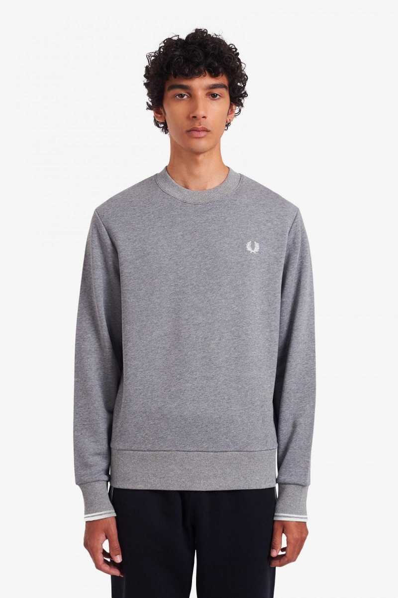 Pánské Mikiny Fred Perry Crew Neck Steel Marl | CZJVR35182