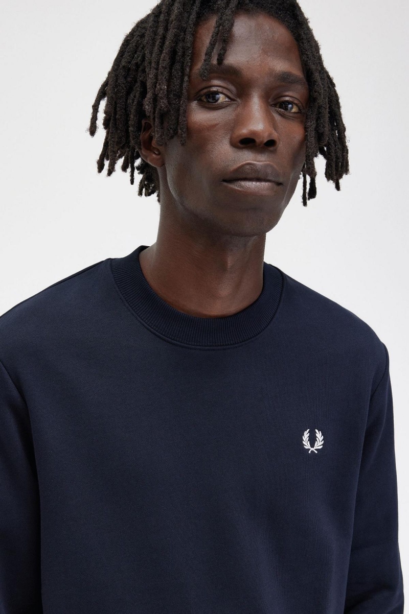 Pánské Mikiny Fred Perry Crew Neck Tmavě Blankyt | CZEGJ28537