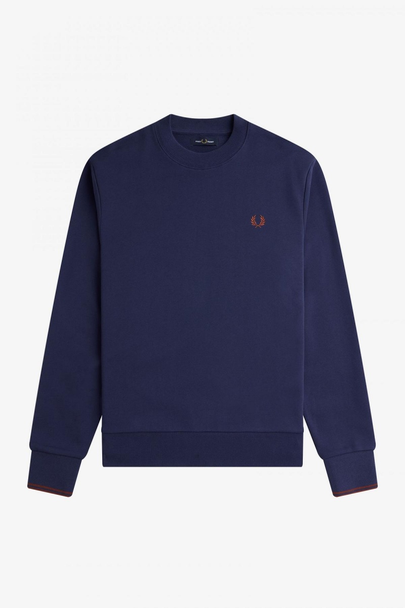 Pánské Mikiny Fred Perry Crew Neck Tmavě Blankyt Hnědé | GCZUC66296