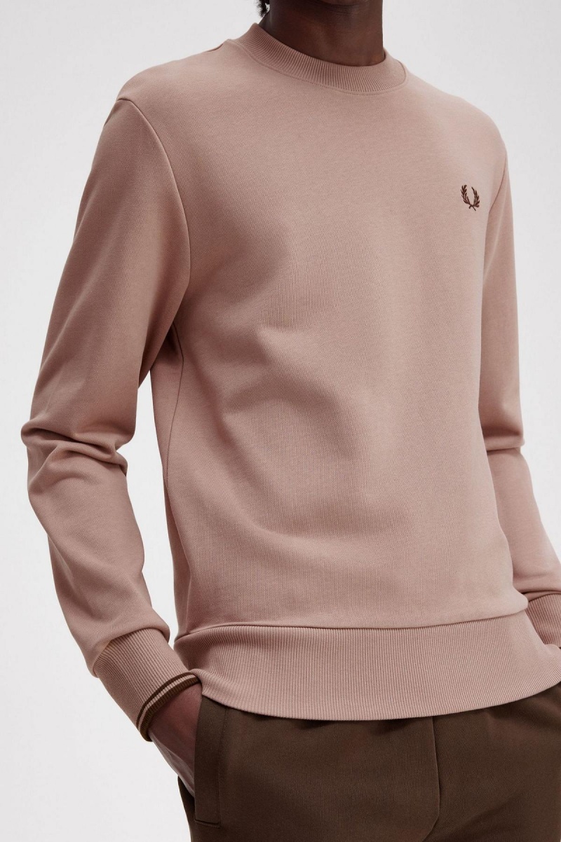 Pánské Mikiny Fred Perry Crew Neck Tmavě Růžové | XCZBH20611