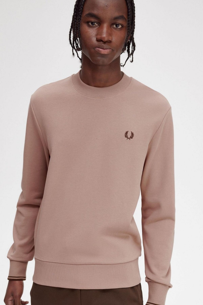 Pánské Mikiny Fred Perry Crew Neck Tmavě Růžové | XCZBH20611