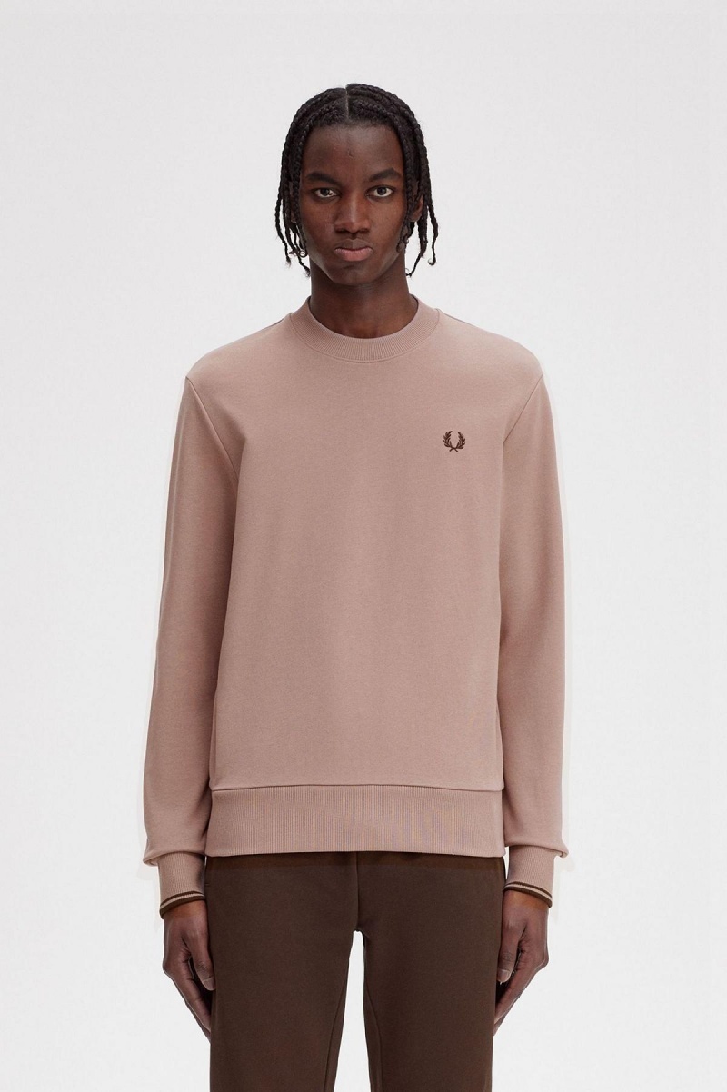 Pánské Mikiny Fred Perry Crew Neck Tmavě Růžové | XCZBH20611