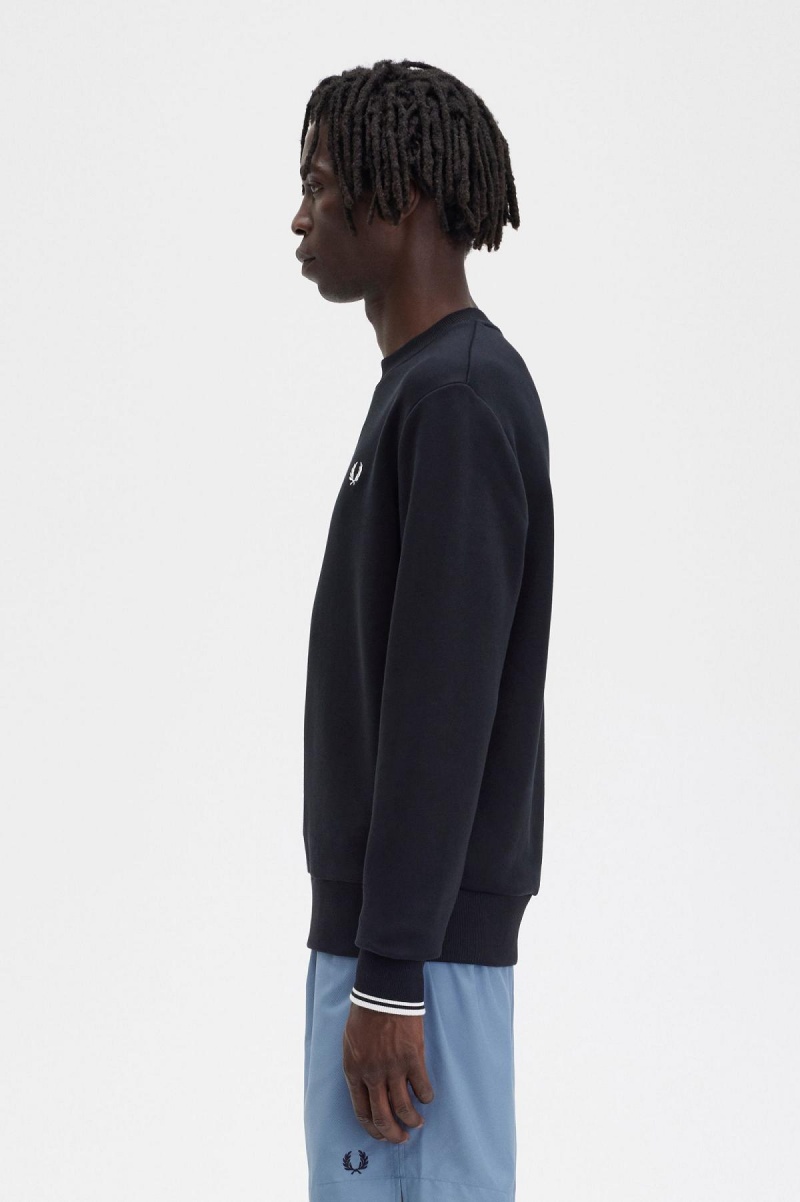 Pánské Mikiny Fred Perry Crew Neck Černé | CZCIF39468