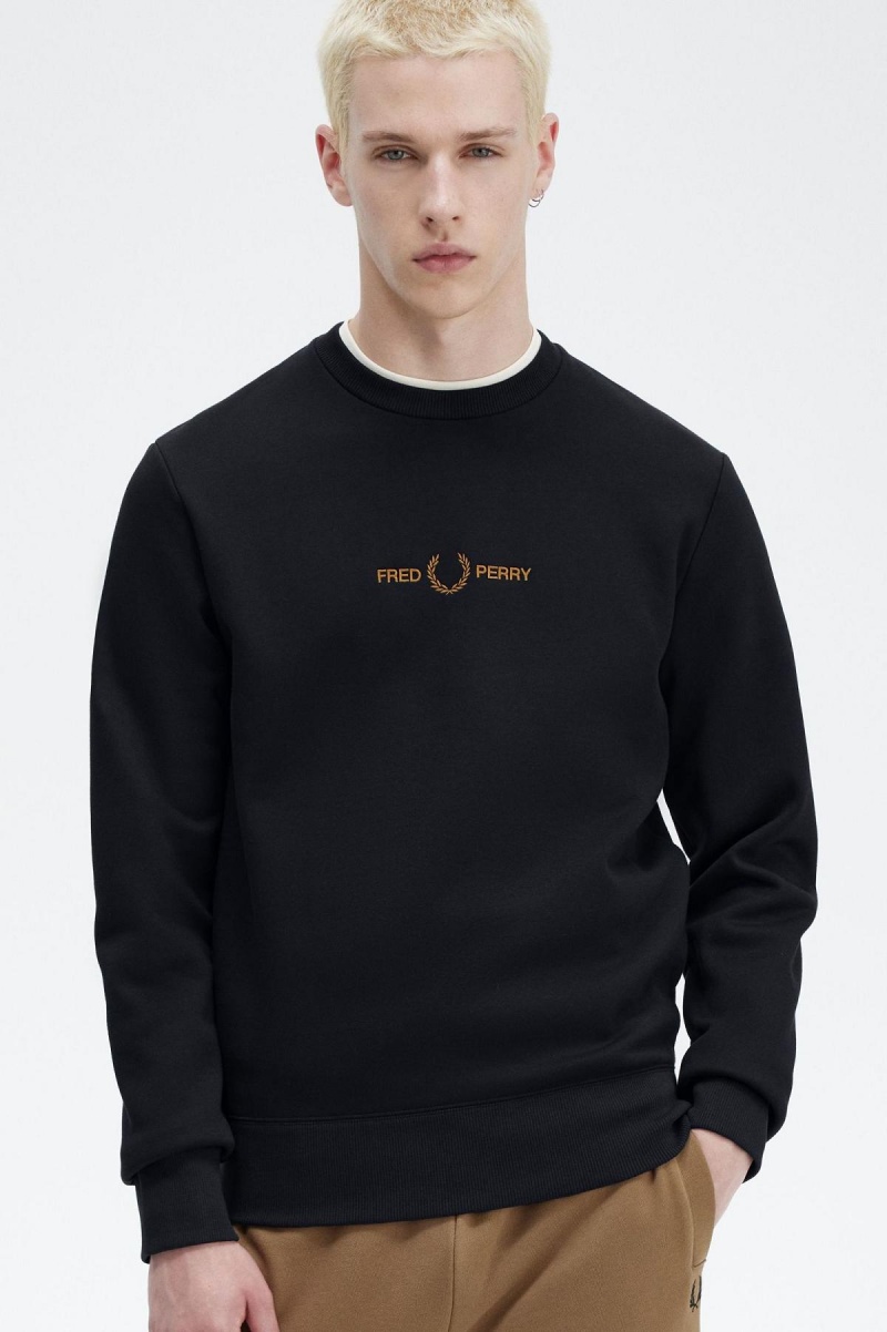 Pánské Mikiny Fred Perry Embroidered Tmavě Blankyt | CZJBT53168