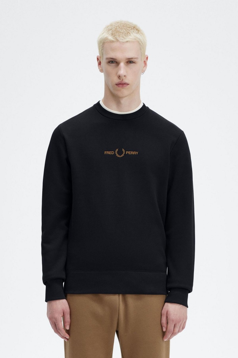 Pánské Mikiny Fred Perry Embroidered Tmavě Blankyt | CZJBT53168