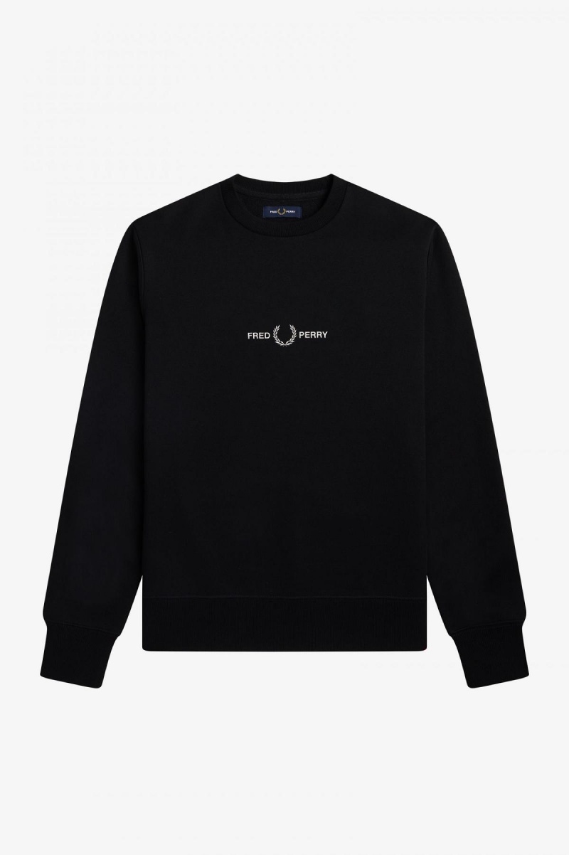 Pánské Mikiny Fred Perry Embroidered Černé | CZQAV79880