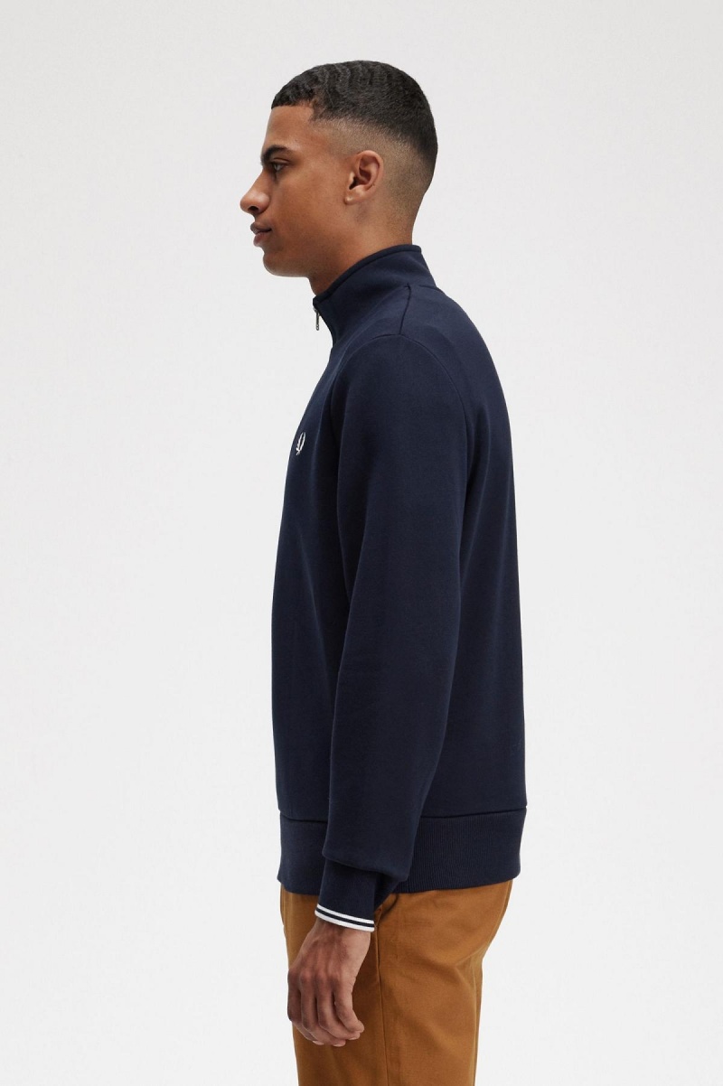 Pánské Mikiny Fred Perry Half Zip Tmavě Blankyt | XCZBH92549