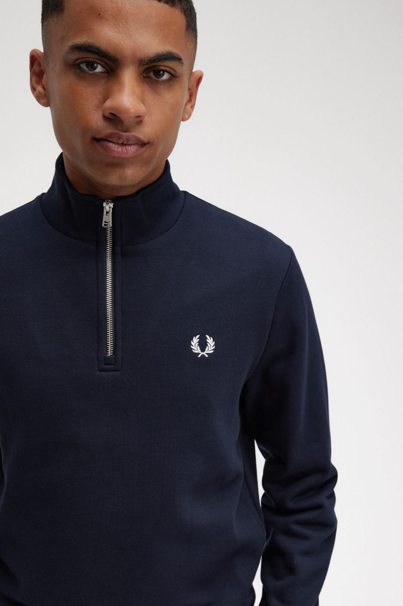 Pánské Mikiny Fred Perry Half Zip Tmavě Blankyt | XCZBH92549