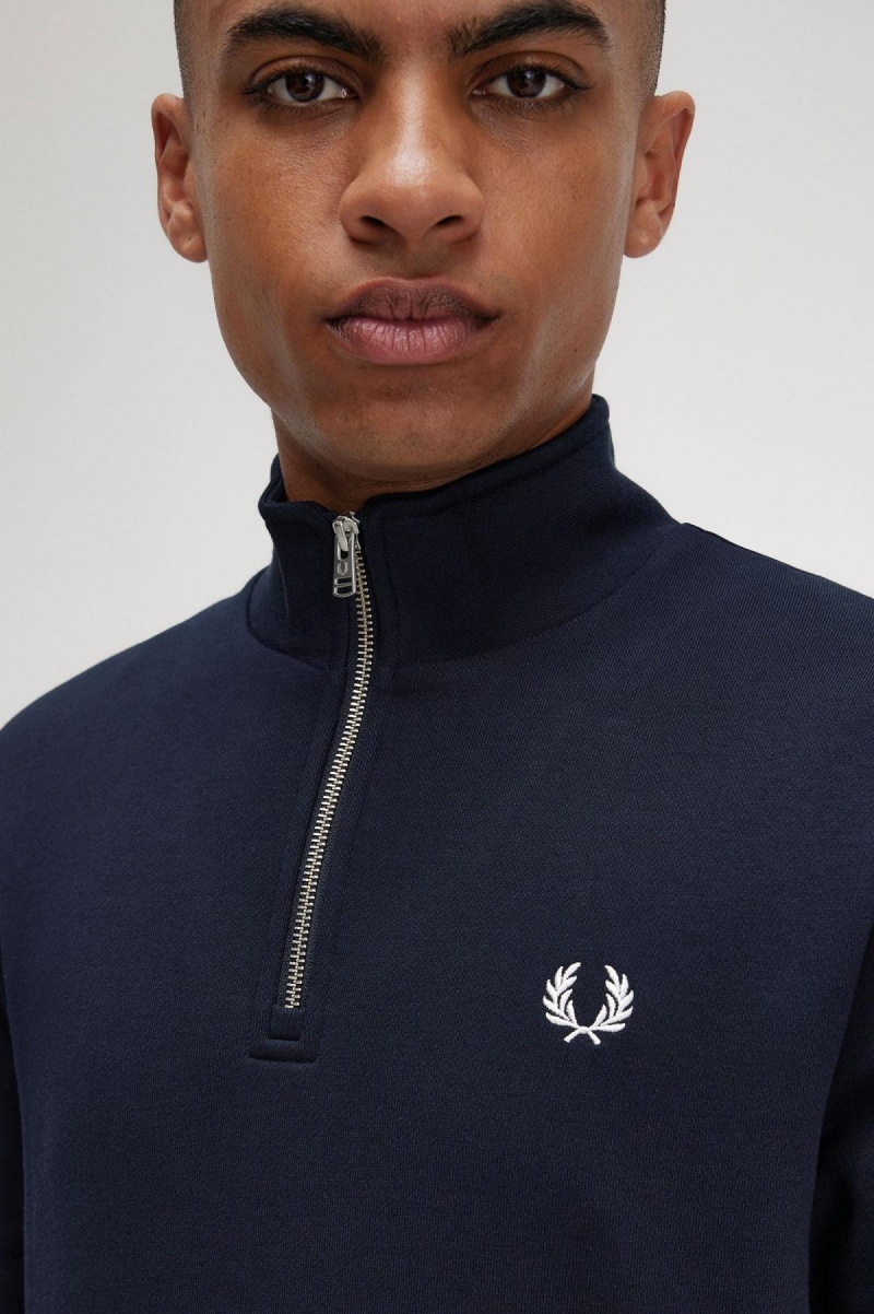 Pánské Mikiny Fred Perry Half Zip Tmavě Blankyt | XCZBH92549