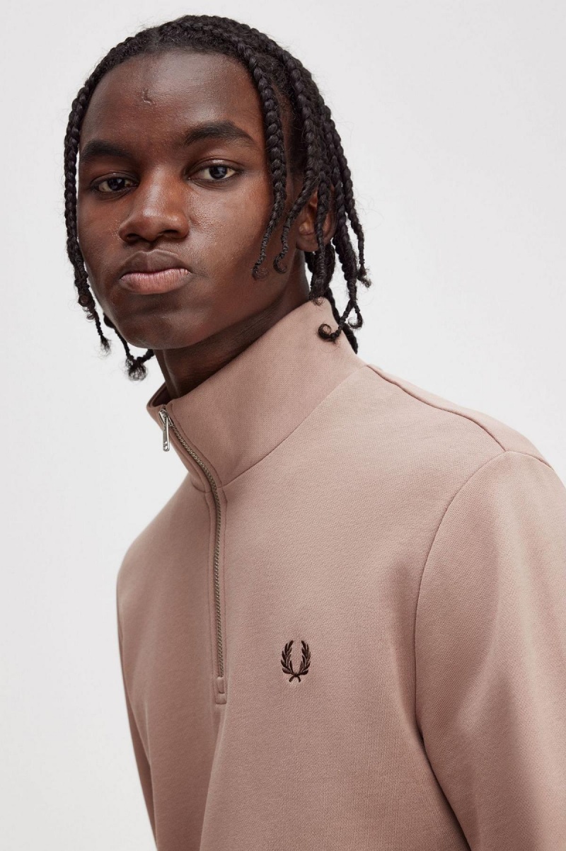 Pánské Mikiny Fred Perry Half Zip Tmavě Růžové | DCZVO62949