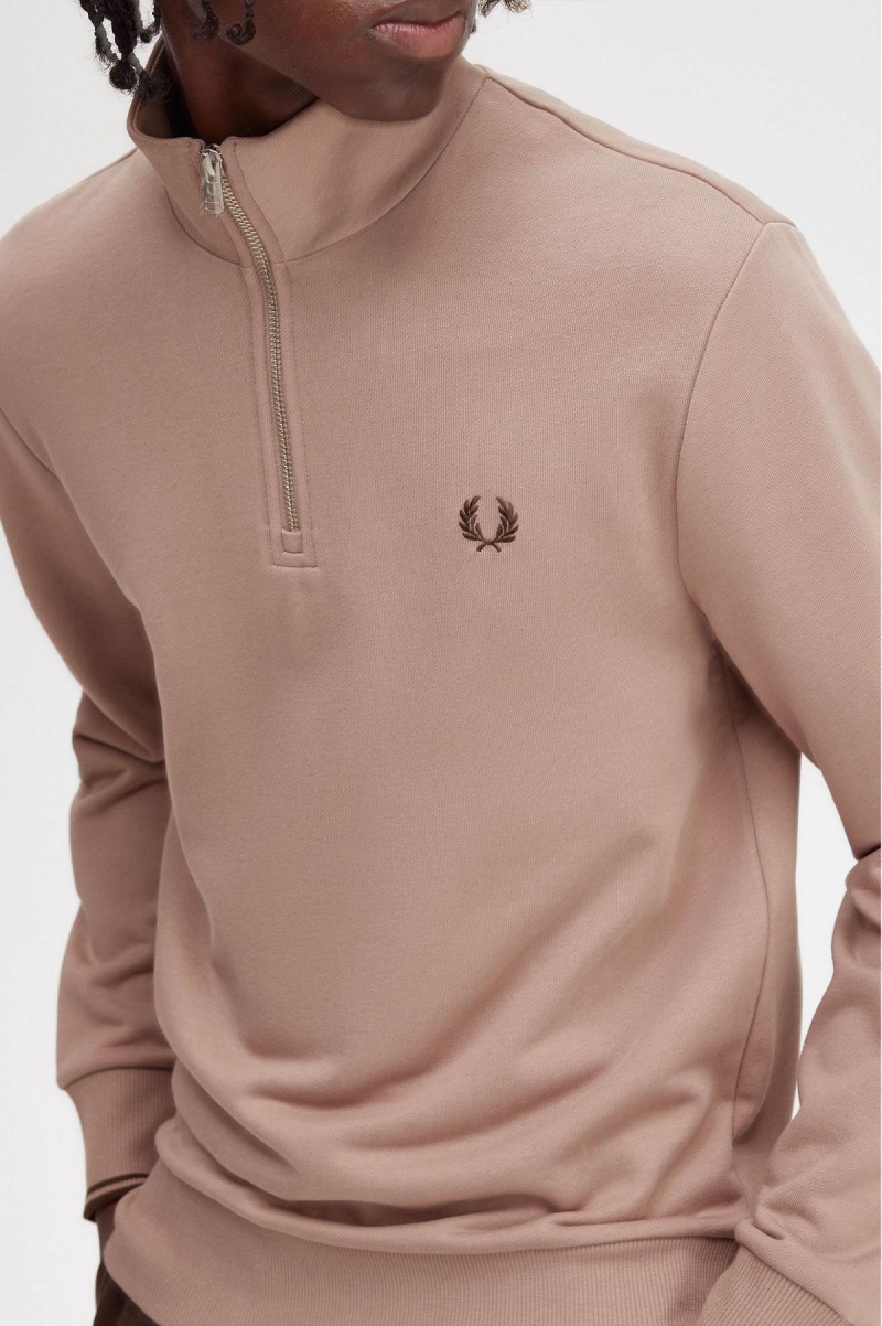 Pánské Mikiny Fred Perry Half Zip Tmavě Růžové | DCZVO62949