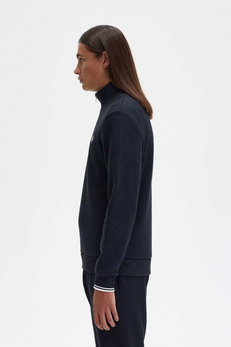 Pánské Mikiny Fred Perry Half Zip Černé | ZCZNQ73495