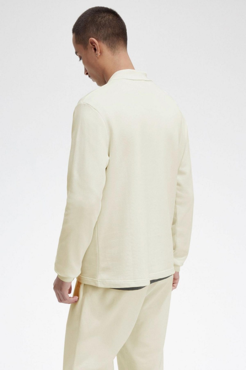 Pánské Mikiny Fred Perry Long Sleeve Loopback Ecru | CZEGJ48951