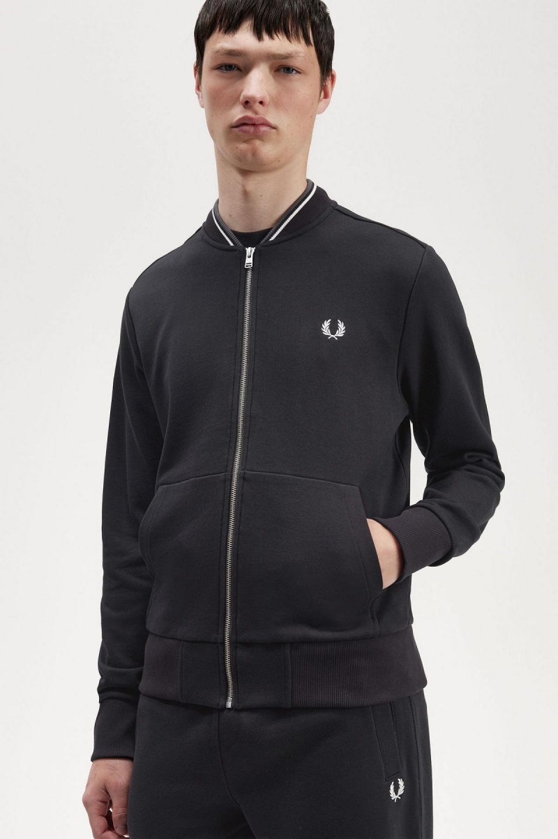 Pánské Mikiny Fred Perry Zip Through Černé | CZDFL12166