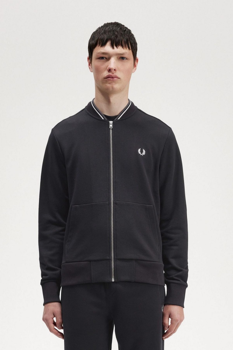 Pánské Mikiny Fred Perry Zip Through Černé | CZDFL12166