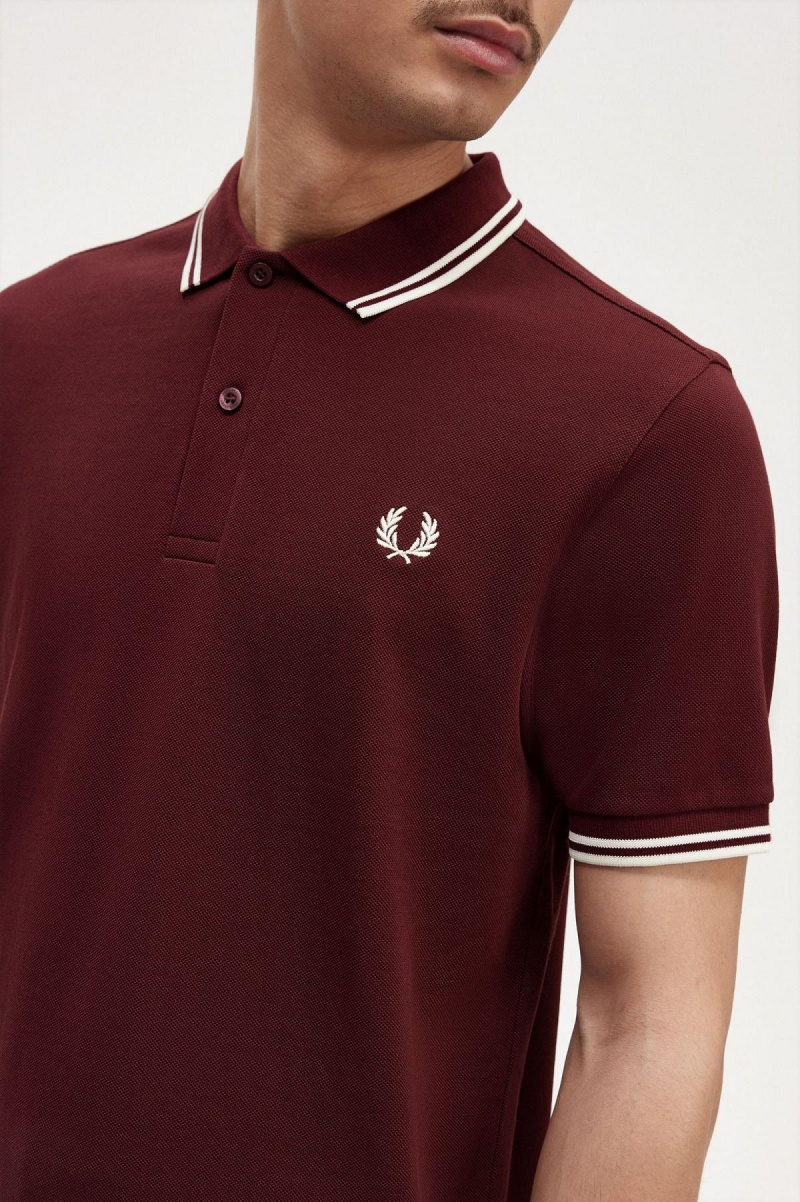 Pánské Polo Triko Fred Perry M3600 Oxblood / Ecru / Ecru | CZIIZ56680