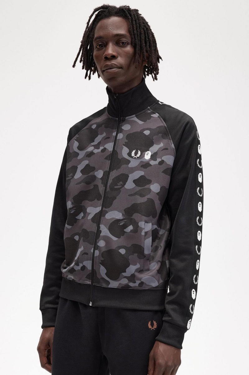 Pánské Sportovní Bundy Fred Perry Camouflage Panel Černé | TCZPQ59104