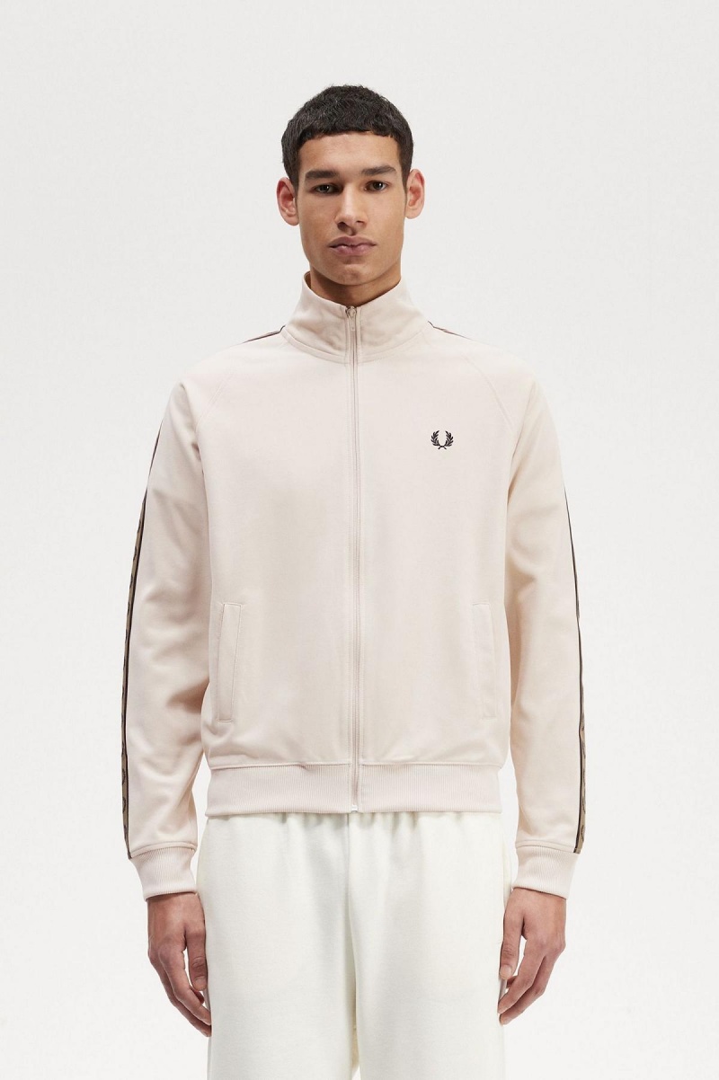 Pánské Sportovní Bundy Fred Perry Contrast Tape Oatmeal / Shaded Stone | CZCVG68088