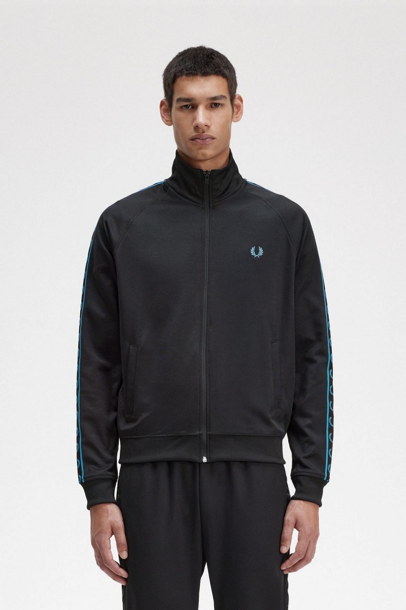 Pánské Sportovní Bundy Fred Perry Contrast Tape Černé Blankyt | CZIIZ20433