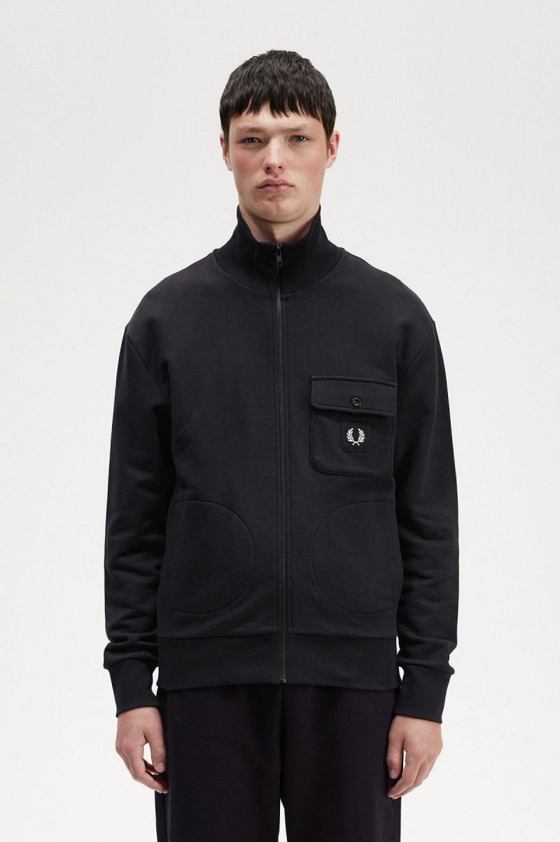 Pánské Sportovní Bundy Fred Perry Funnel Neck Černé | CZZDE89749