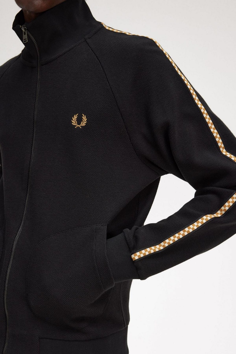 Pánské Tepláky Fred Perry Chequerboard Tape Jacket Černé | YCZGT55613