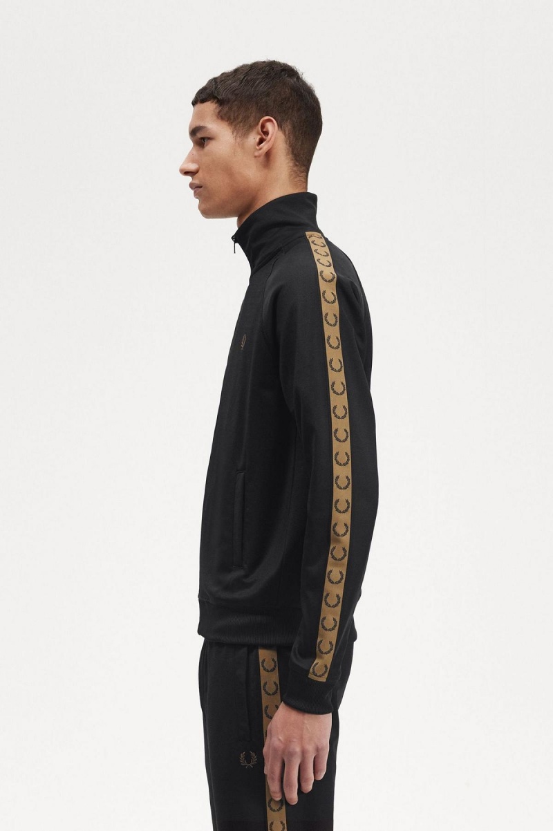 Pánské Tepláky Fred Perry Contrast Tape Track Jacket Černé | ECZVG63481