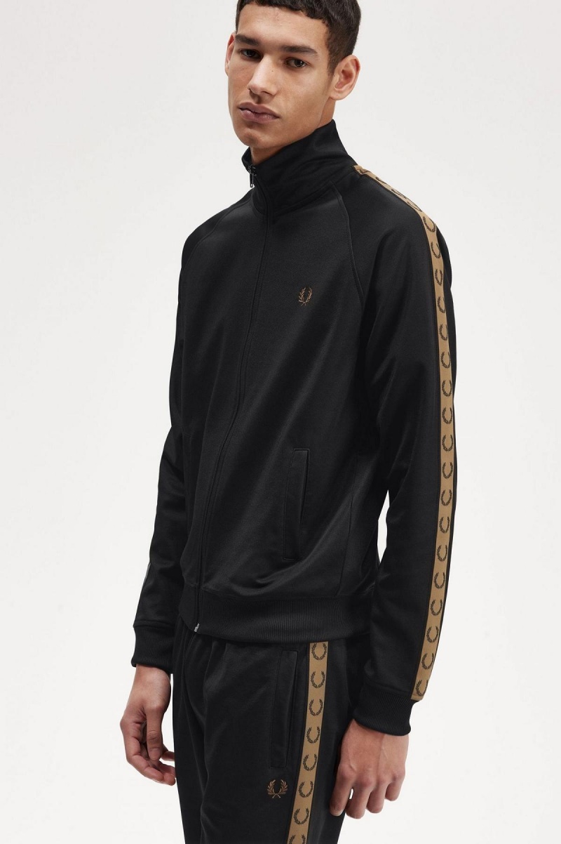 Pánské Tepláky Fred Perry Contrast Tape Track Jacket Černé | ECZVG63481